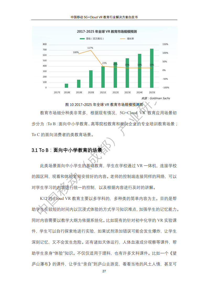 5G教育行业解决方案白皮书(5G+Cloud+VR)图片