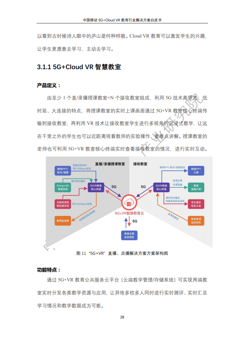 5G教育行业解决方案白皮书(5G+Cloud+VR)图片