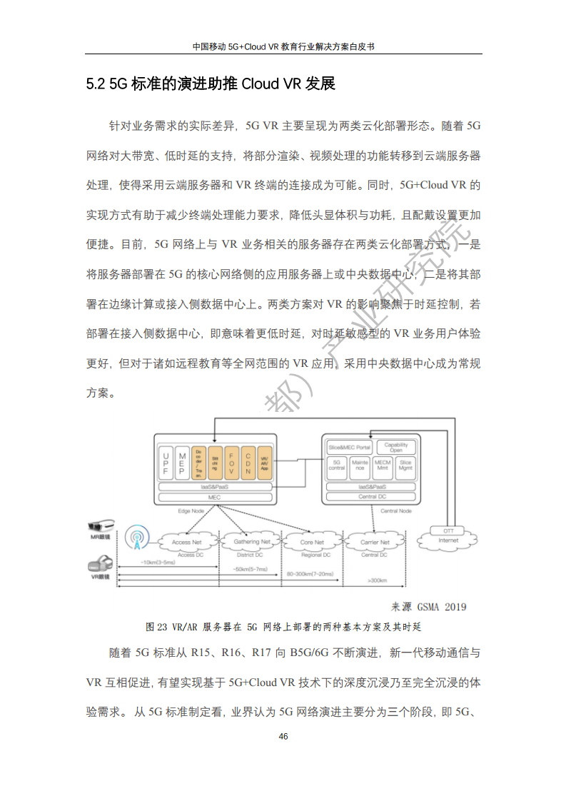 5G教育行业解决方案白皮书(5G+Cloud+VR)图片