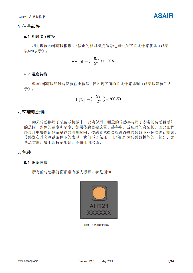 AHT21温湿度传感器图片