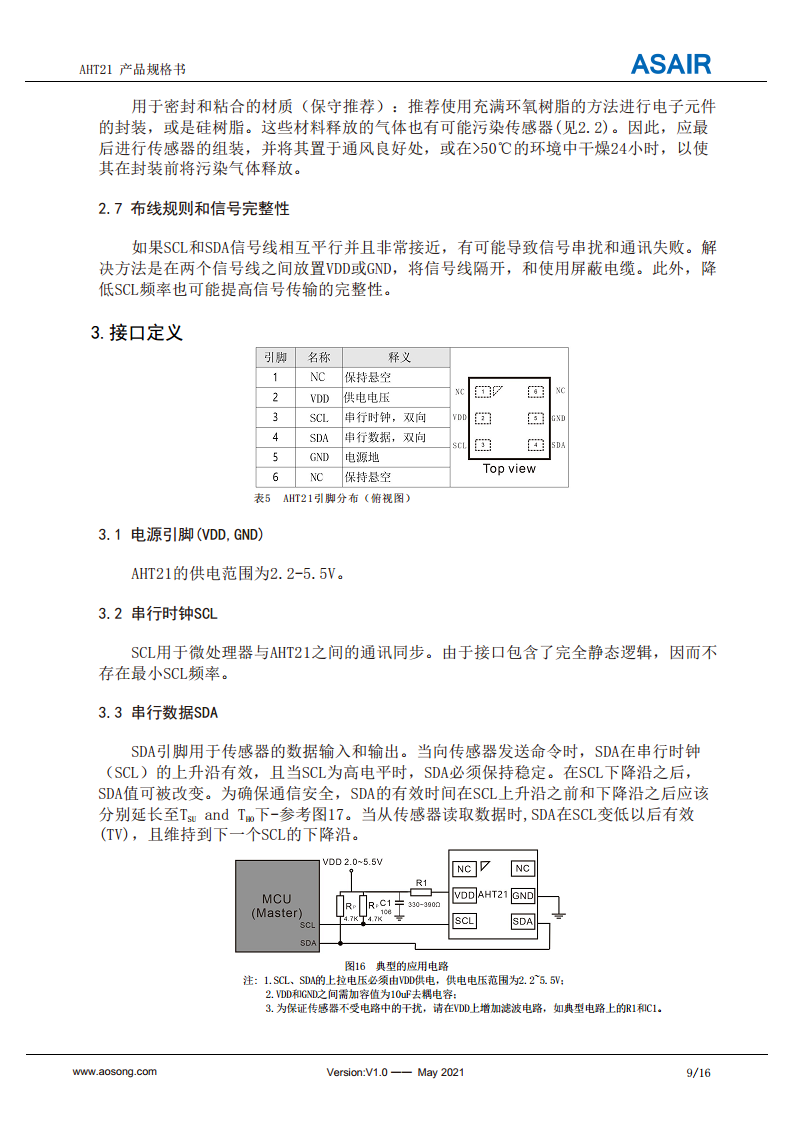 AHT21温湿度传感器图片