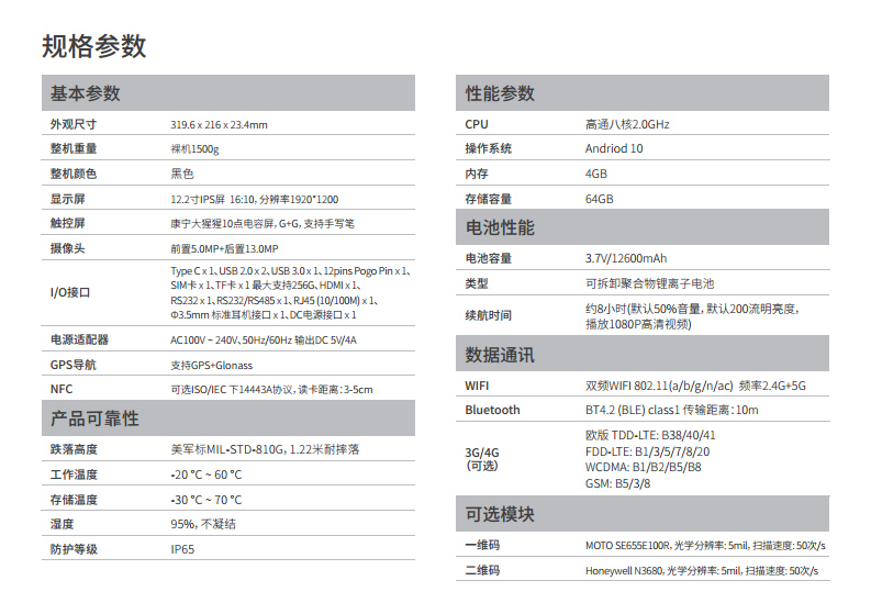 12寸加固车载三防平板电脑 EM-Q22M 高精度定位图片