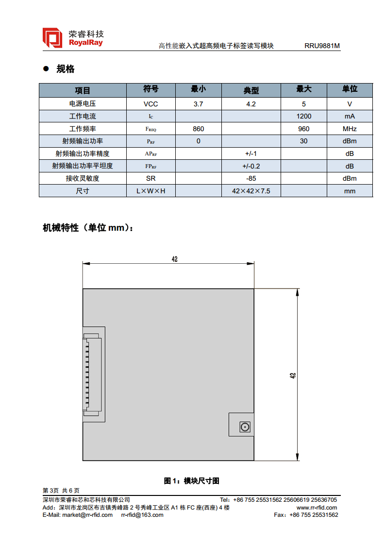 UHF高性能R2000模块 RRU9881M图片