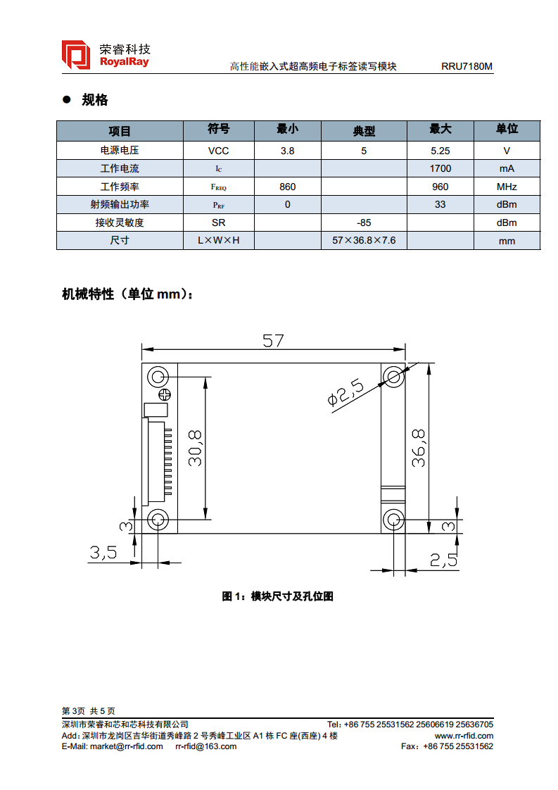 超高频高性能E710模块  RRU7180M图片