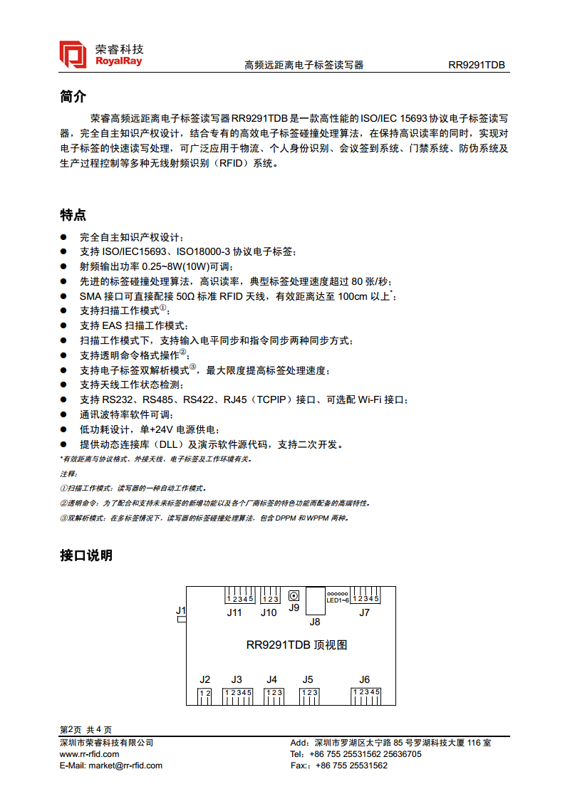 高频可调功率读写器 RR9291TDB图片