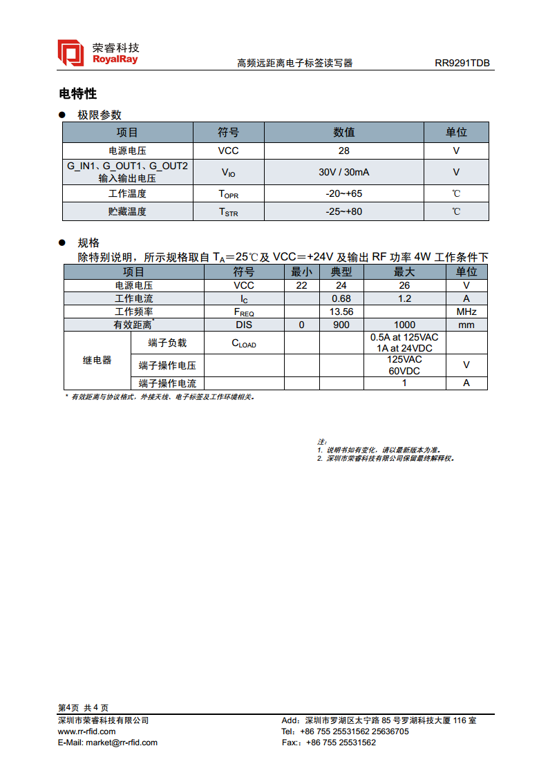 高频可调功率读写器 RR9291TDB图片