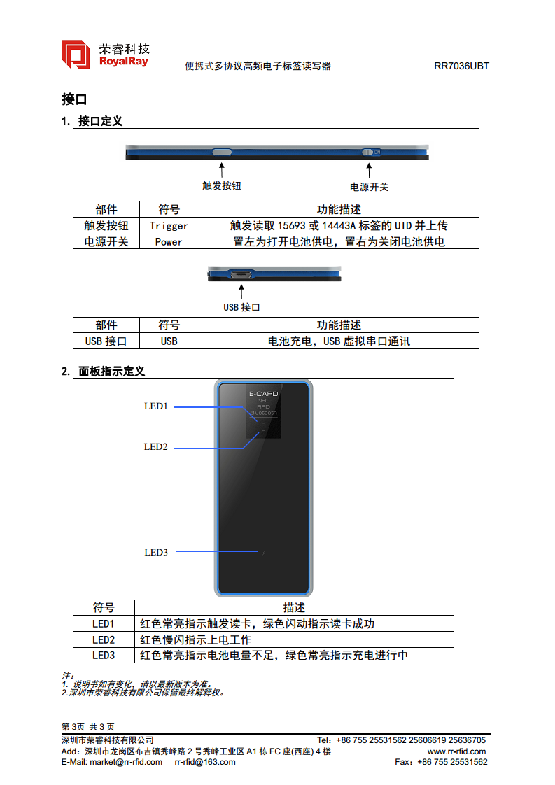 HF便携式RFID蓝牙读写器 RR7036UBT图片
