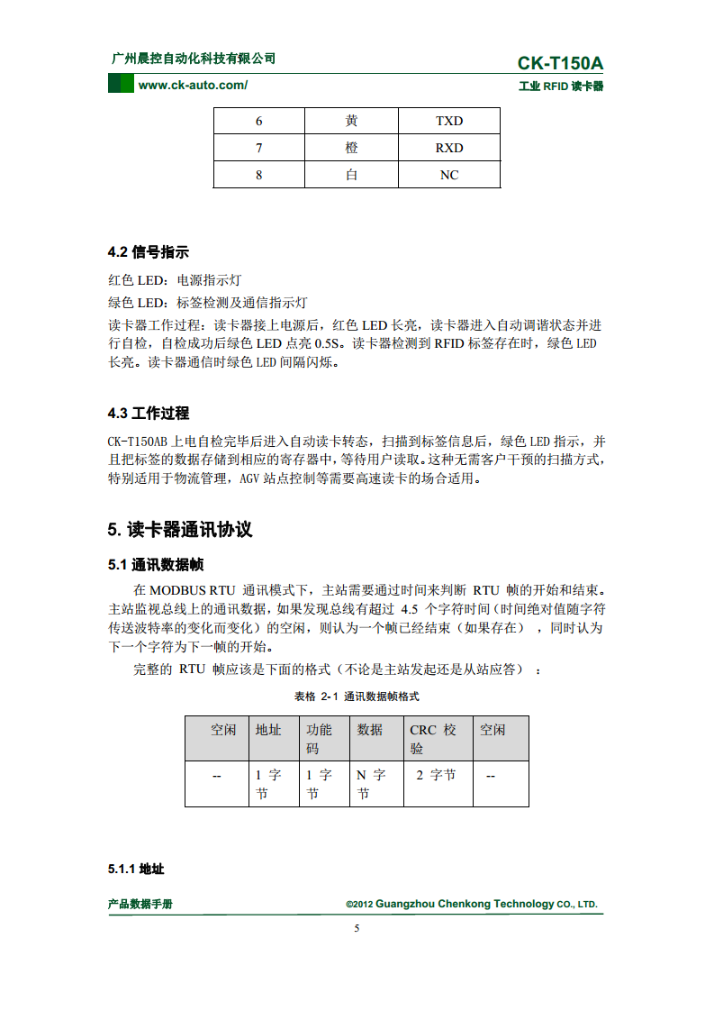 Modbus协议低频RFID读卡器CK-T150图片