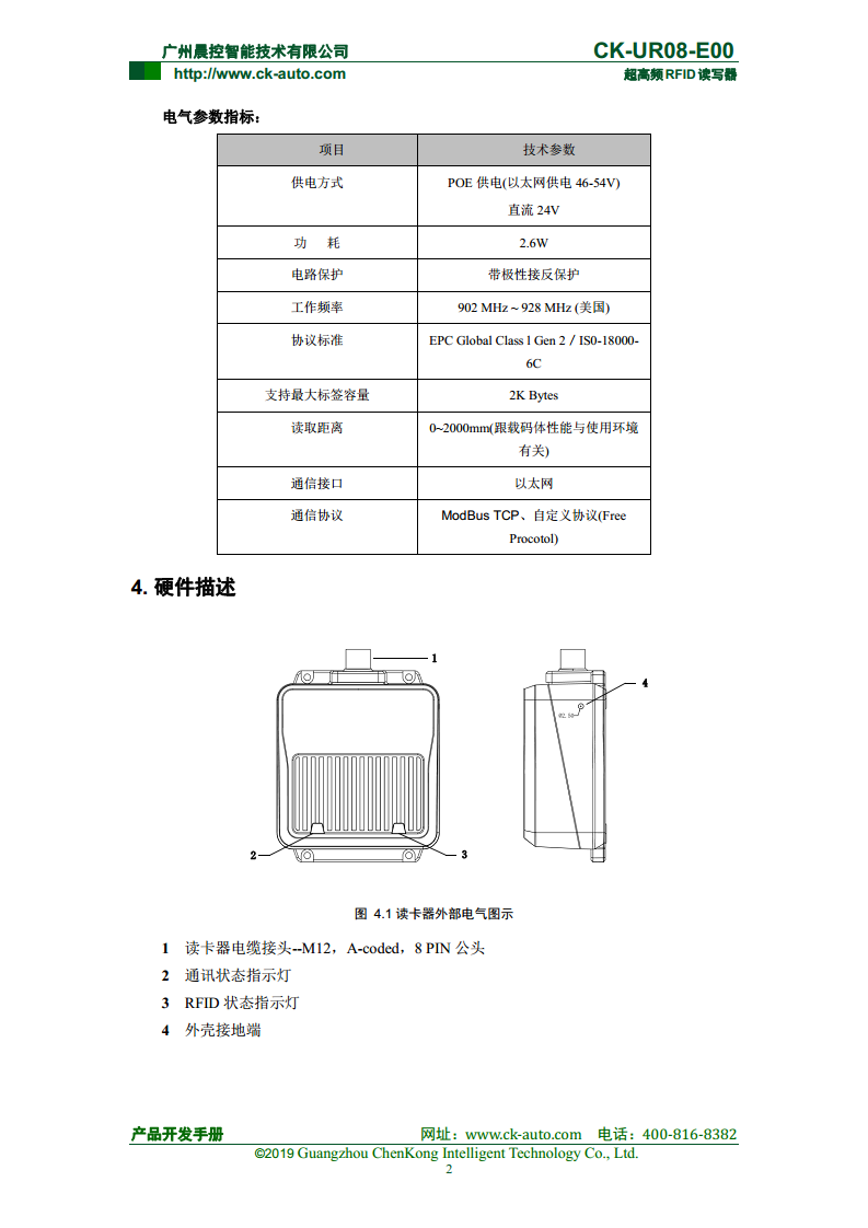 CK-UR08系列中距离超高频读写器 CK-UR08-E00图片