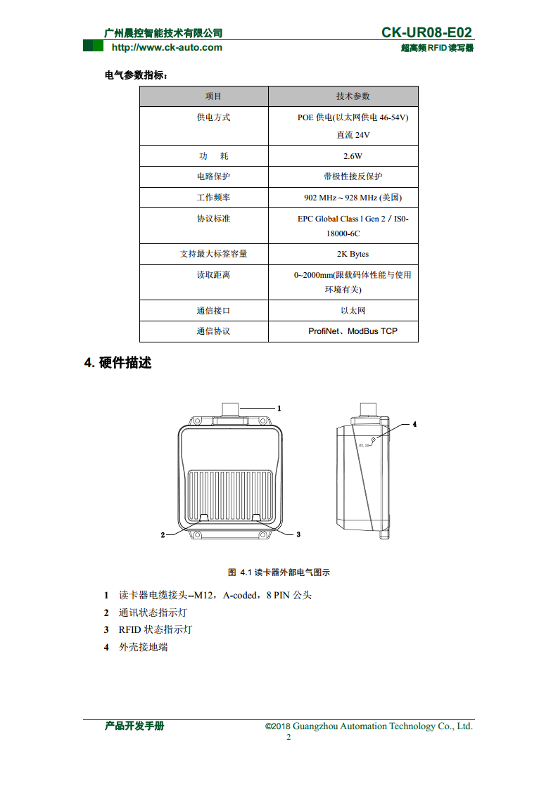 CK-UR08系列中距离超高频读写器 CK-UR08-E02图片
