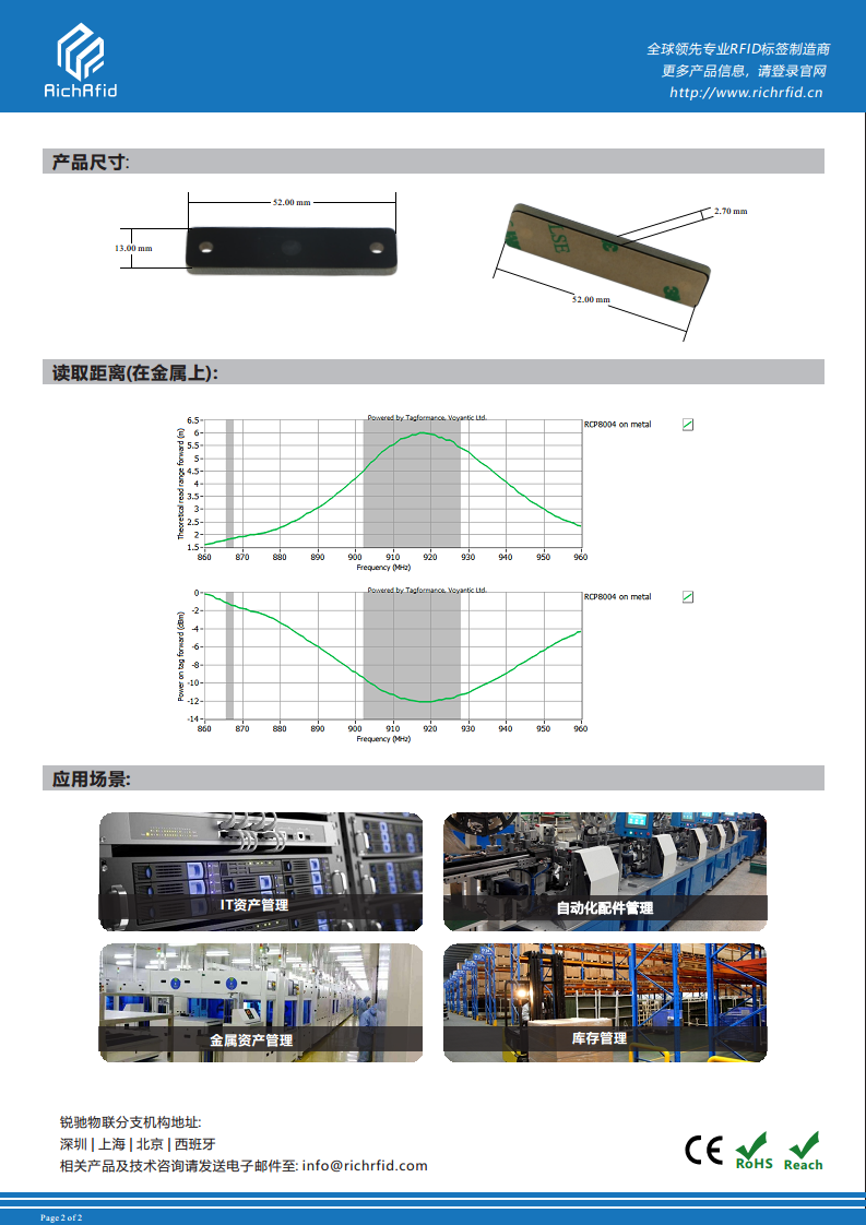 超高频PCB抗金属标签 RCO8004图片