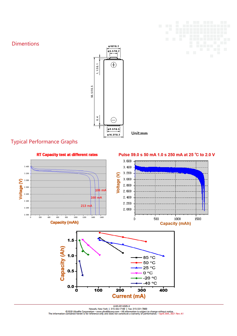 锂电池UHR-ER14505-X图片