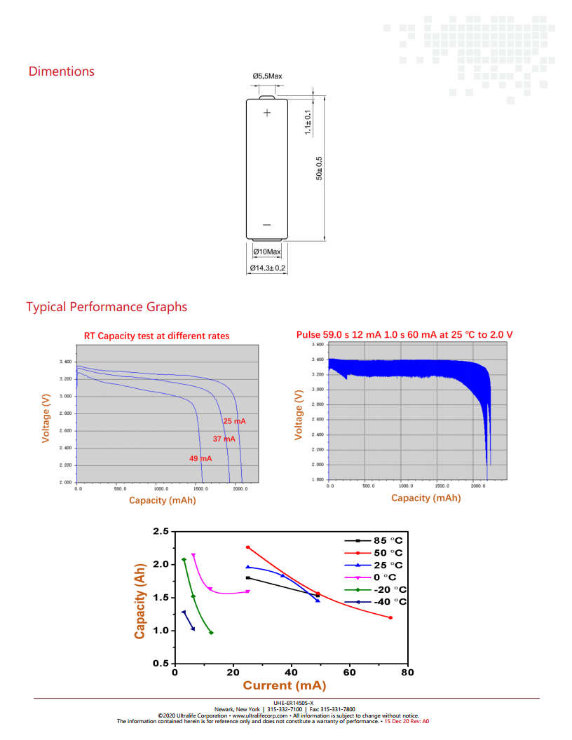 锂电池UHE-ER14505-X图片
