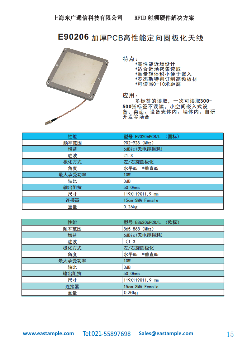 RFID天线  E90206加厚PCB天线(6dBic圆极化)图片