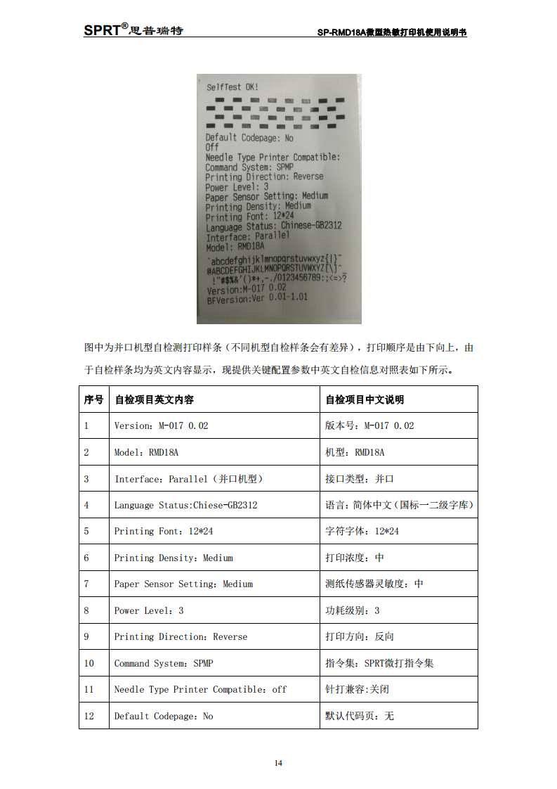 热敏式微型打印机SP-RMD18A图片