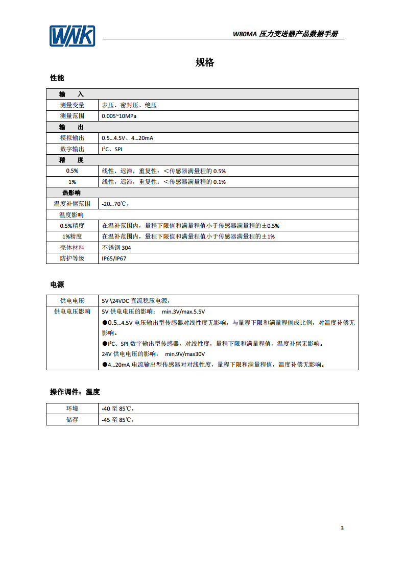 WNK80MA 压力变送器图片