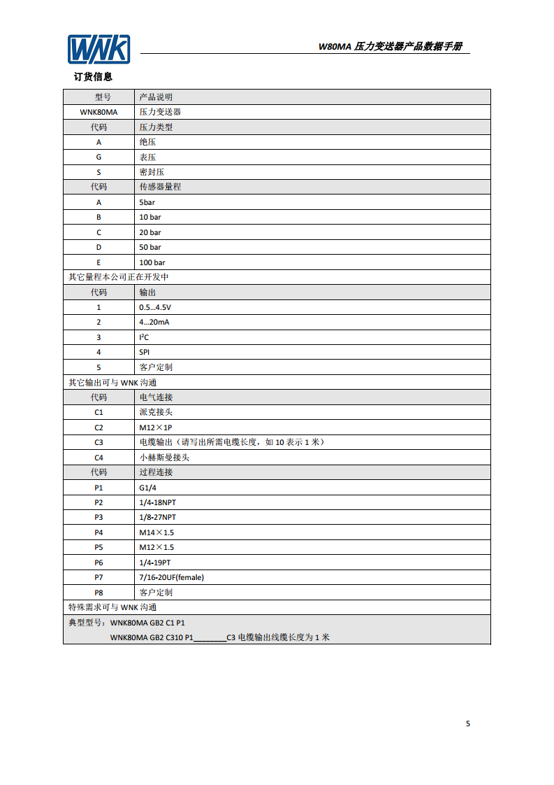 WNK80MA 压力变送器图片