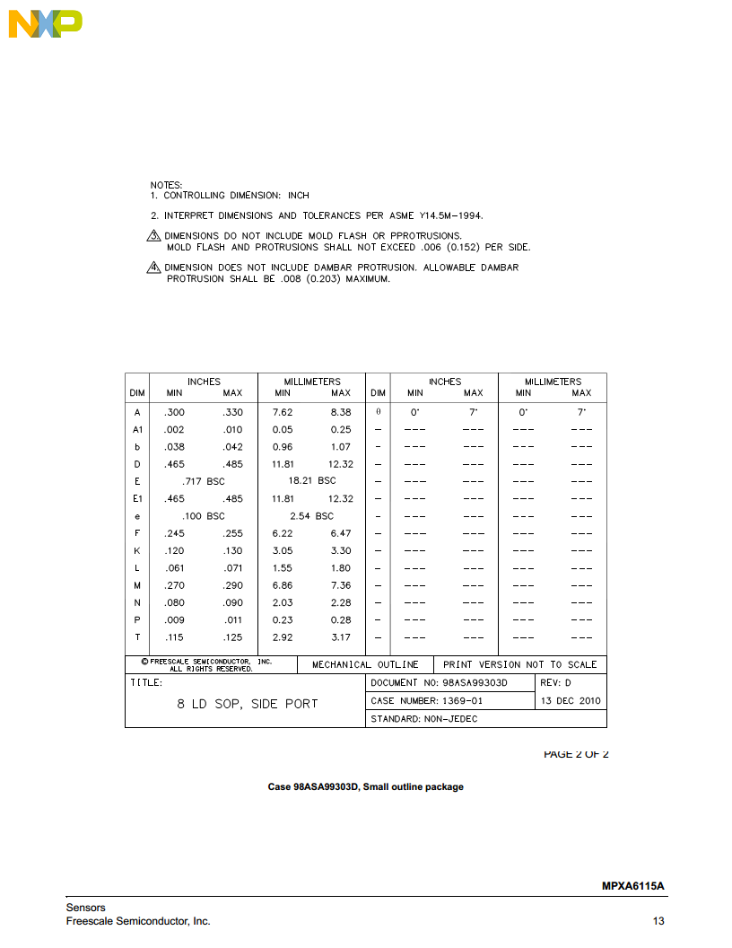 飞思卡尔MPXH6115AC6U绝压15kPa ~ 115kPa 血液分析仪器图片