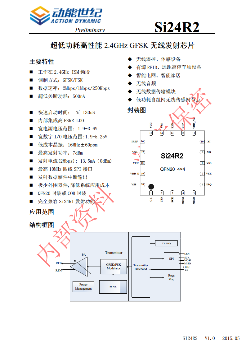 无线发射芯片 Si24R2/2B图片