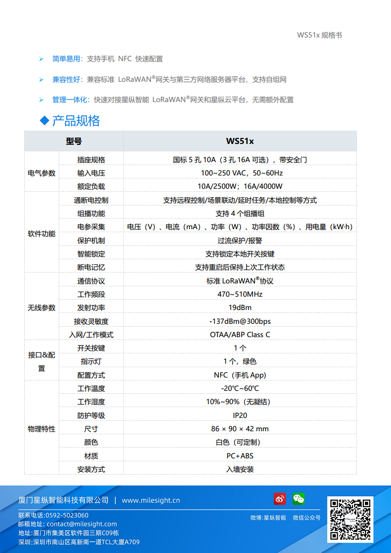 LoRaWAN无线智能插座面板-星纵物联WS51x图片