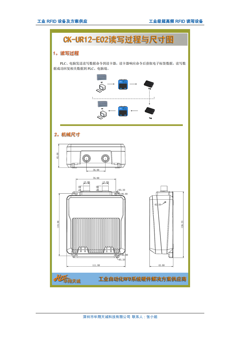 Profinet网口家电混流生产线RFID超高频读写器CK-UR12-E02图片