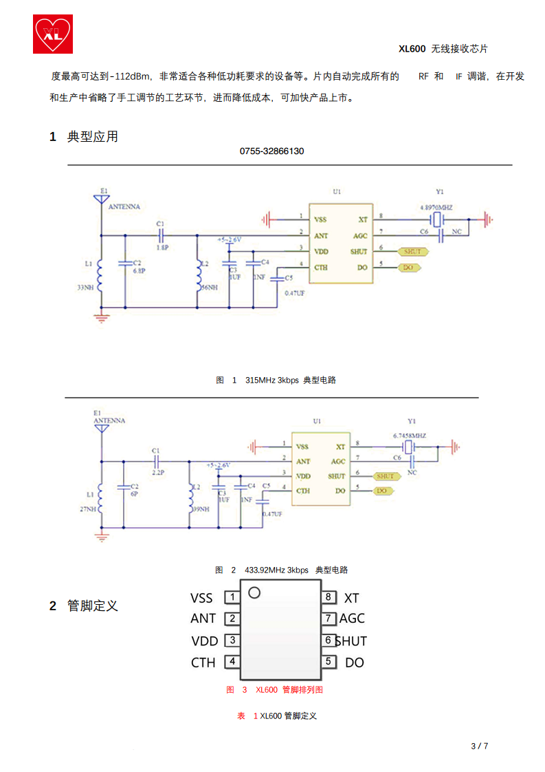 433MHZ 单RF芯片 XL600图片