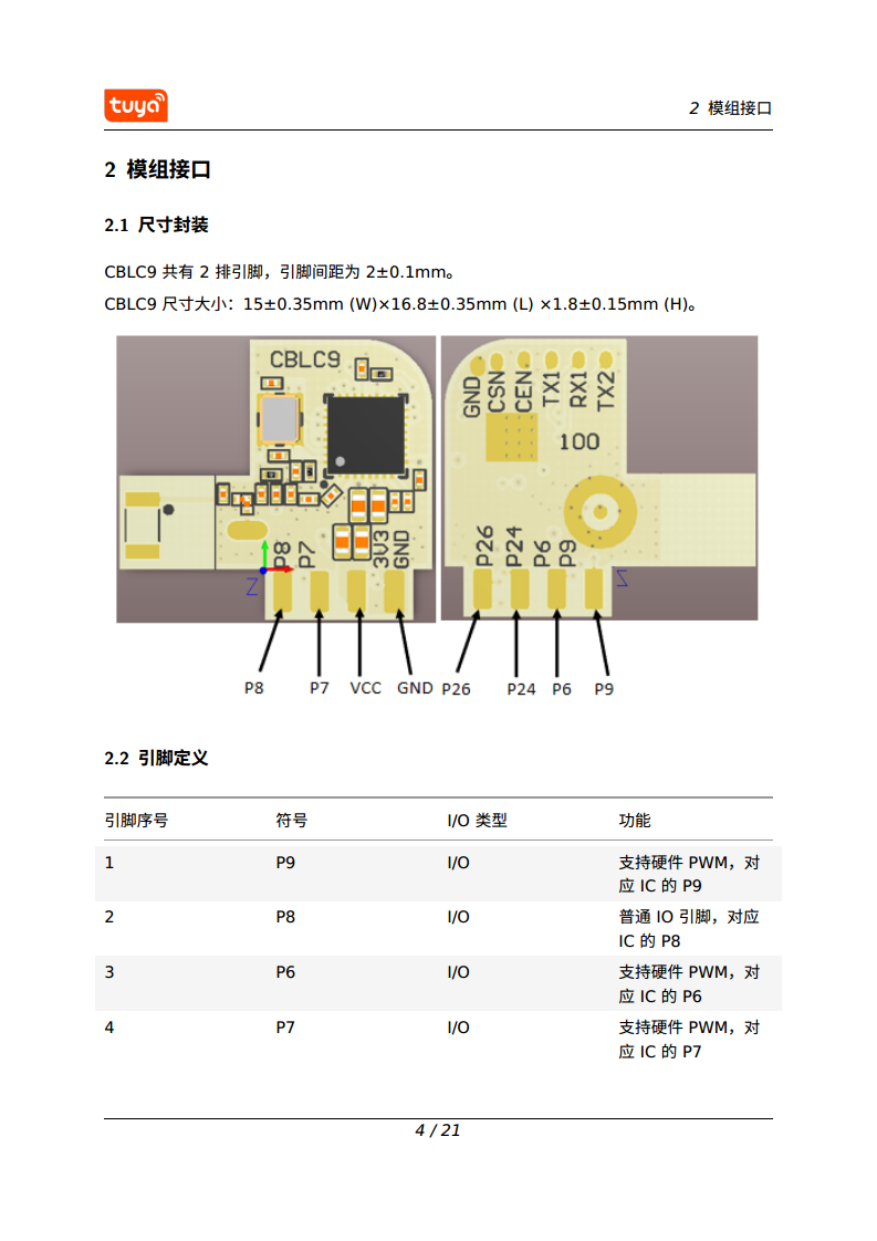 涂鸦智能 CBLC9 Wi-Fi & Bluetooth 模组图片