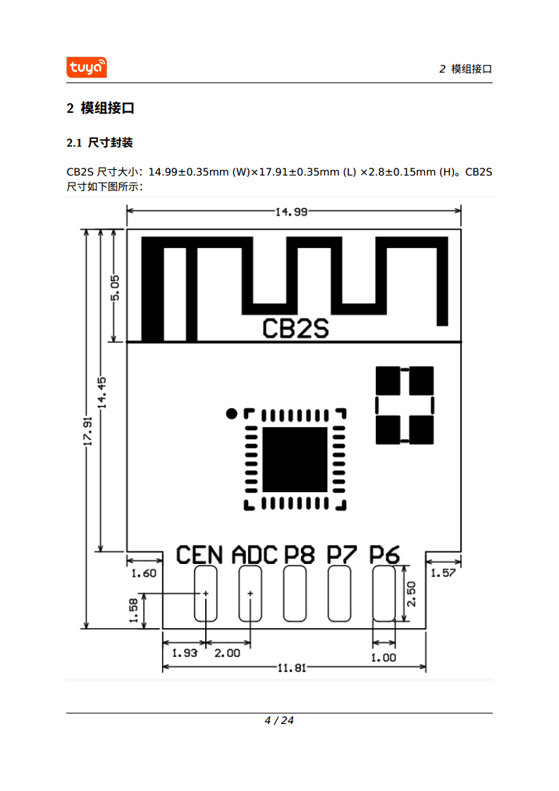 涂鸦智能 CB2S WiFi & Bluetooth 模组图片
