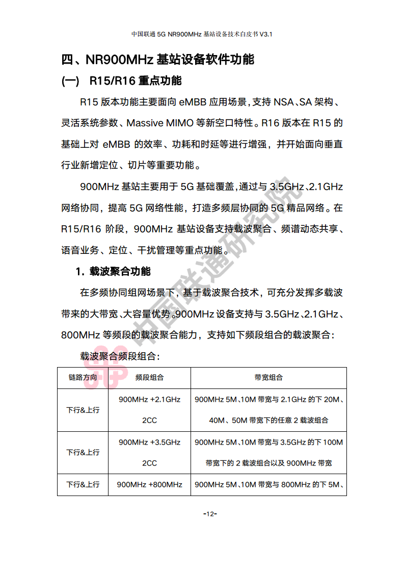 中国联通5G NR 900M频段基站设备技术白皮书V3.0图片