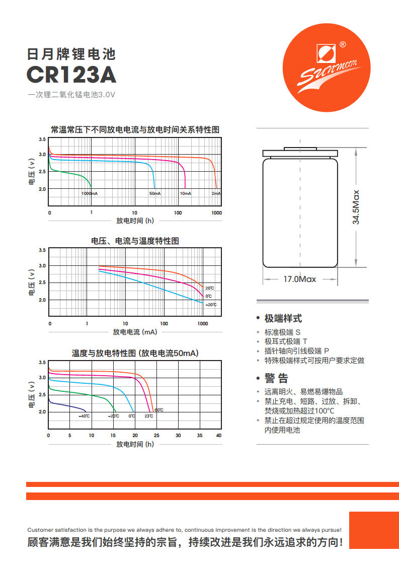 日月3V锂锰电池CR123A智能水表CR17345照相机智能烟感报警器电池图片