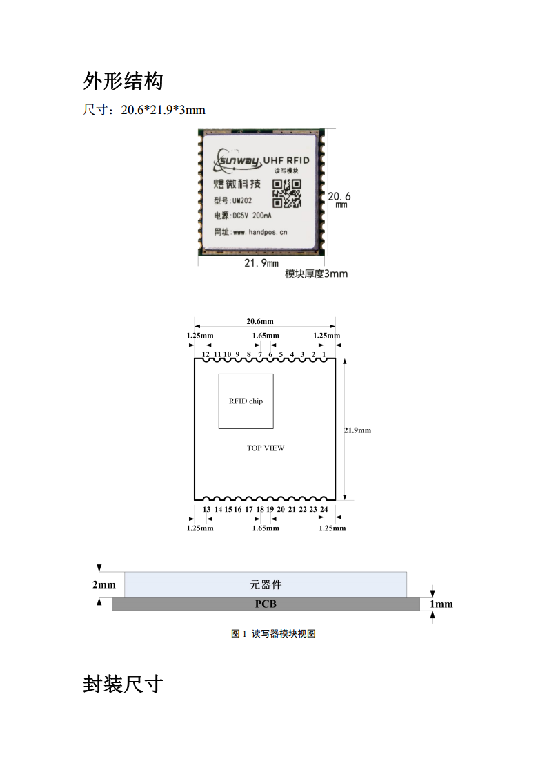 煜微UM202超高频阅读器模块图片