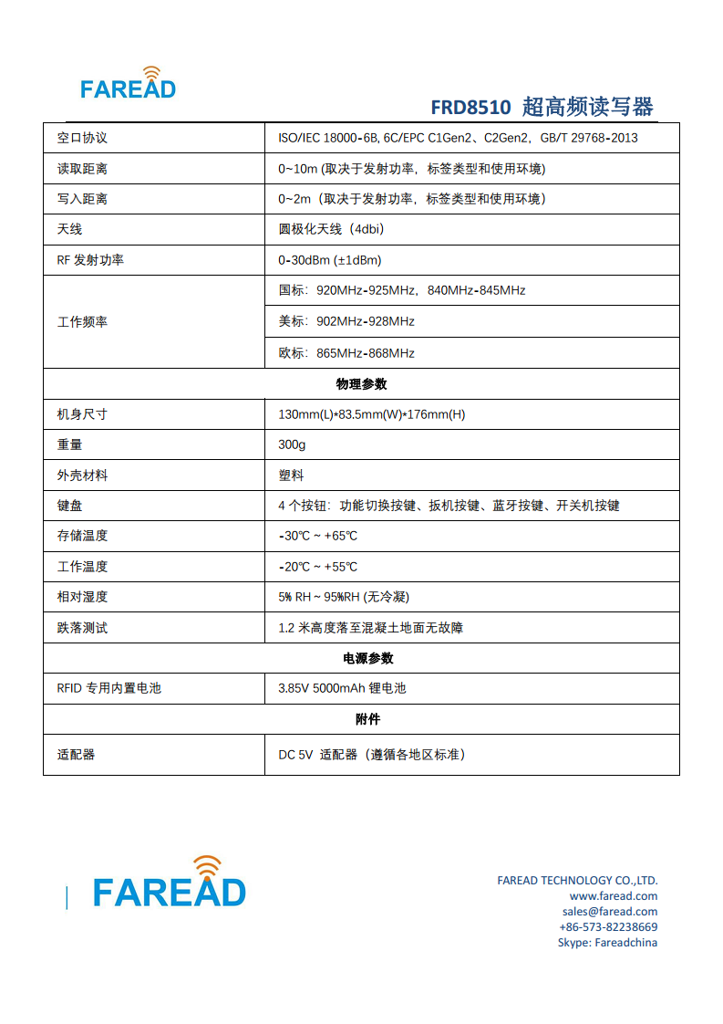 FRD8510 超高频读写器库存盘点资产追踪图片