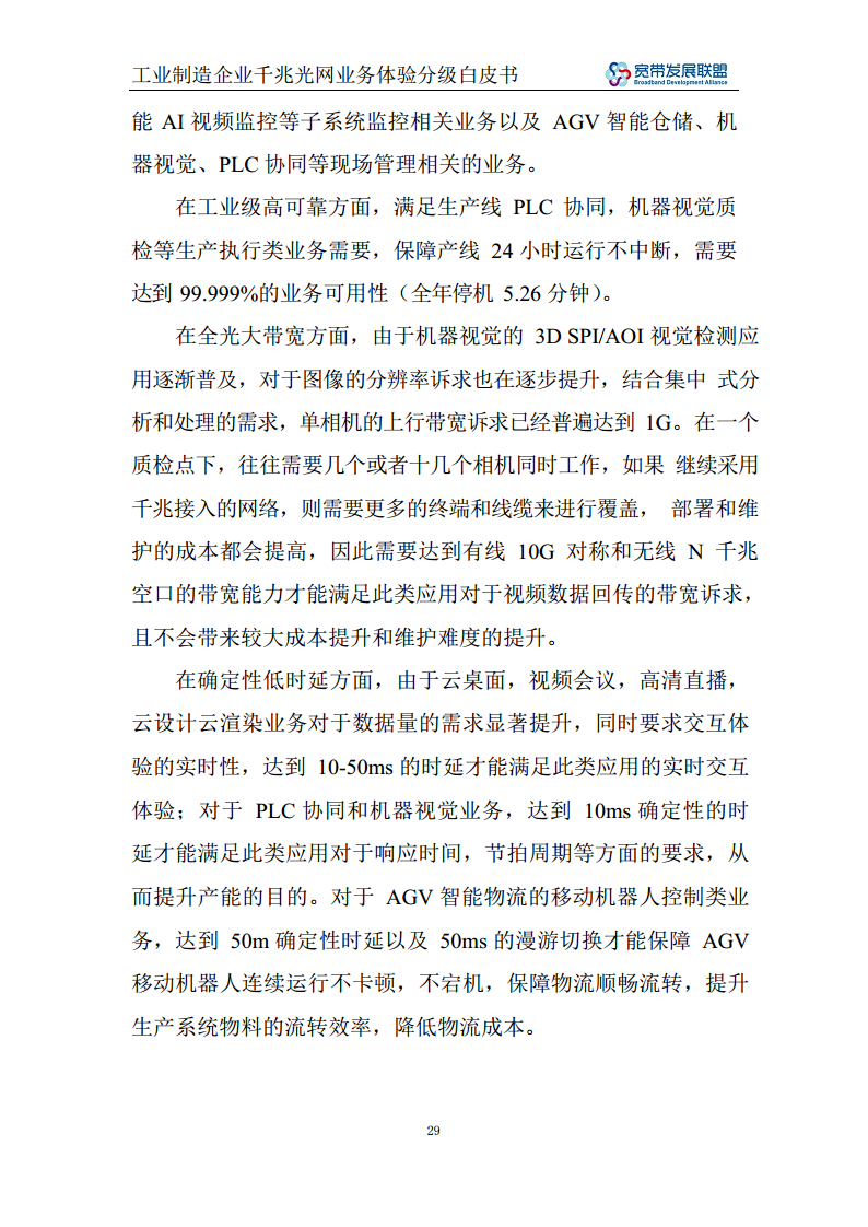 工业制造企业千兆光网业务体验分级白皮书图片