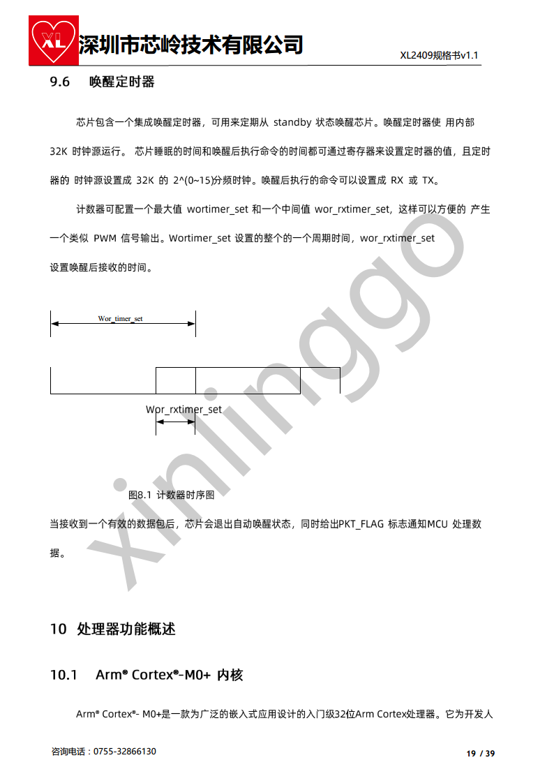 2.4G M0+核 SOC芯片 XL2409 无线收发 集成大资源M0核MCU图片