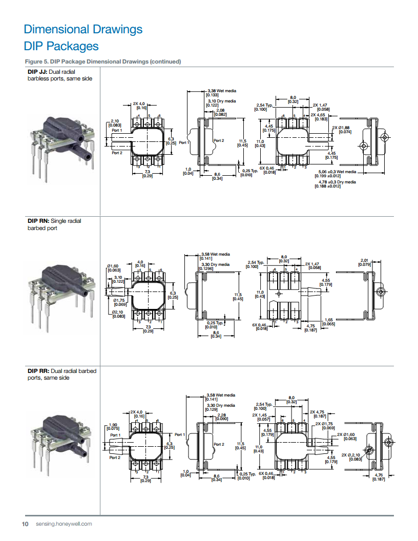 ABP2DDAN2.5KD2A3XX霍尼韦尔低成本压力传感器余压监控6脚双气管图片