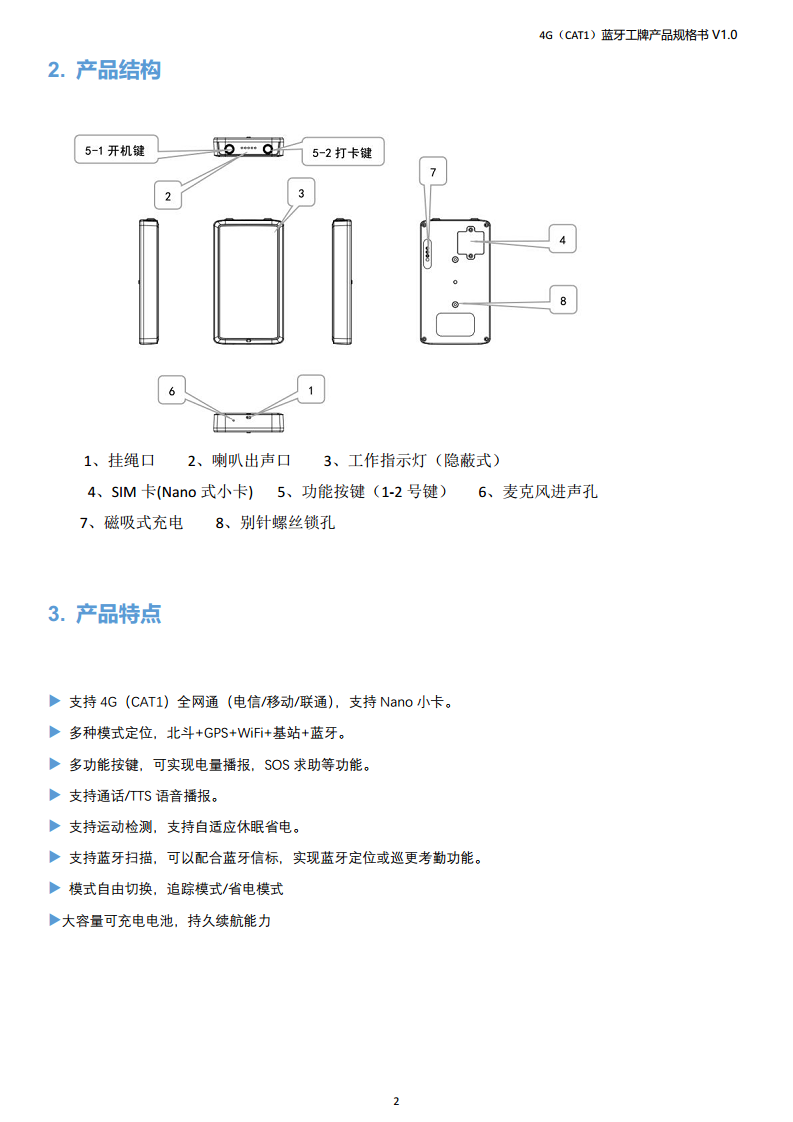 室内外4G电子定位工牌图片