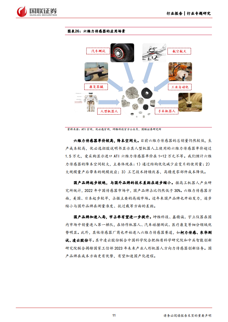 人形机器人系列（五）六维力传感器产业化加速图片