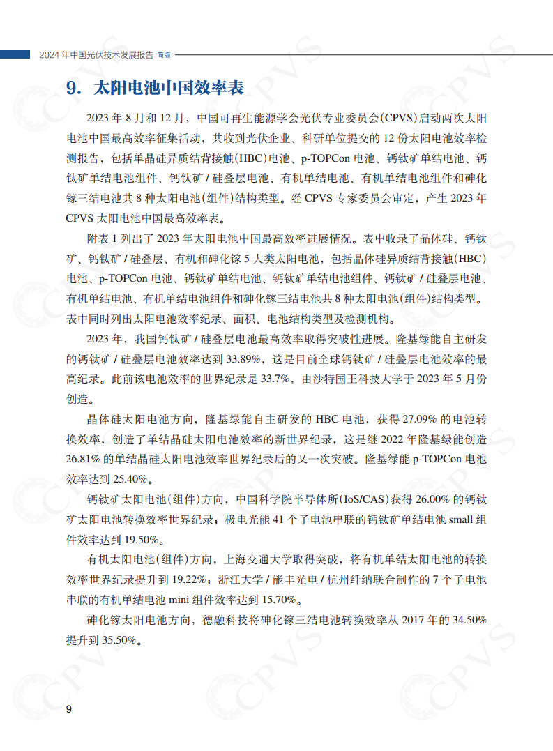 2024年中国光伏技术发展报告简版图片