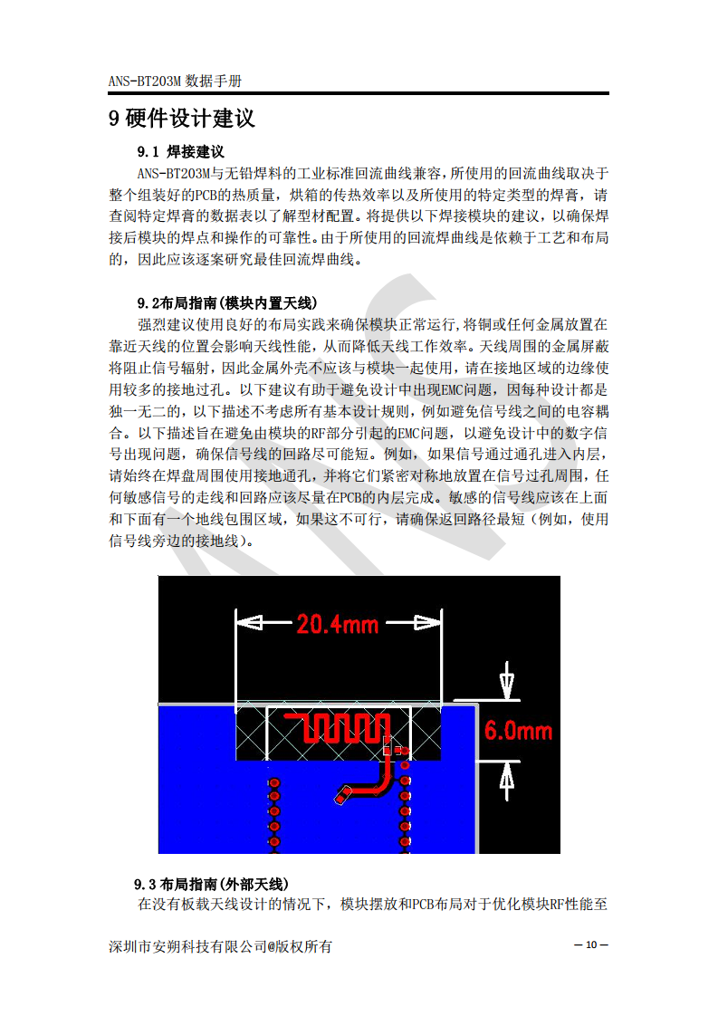 无线蓝牙双模数据模块SPP+BLE5.0 - ANS-BT203M图片