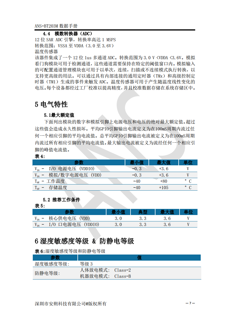 无线蓝牙双模数据模块SPP+BLE5.0 - ANS-BT203M图片