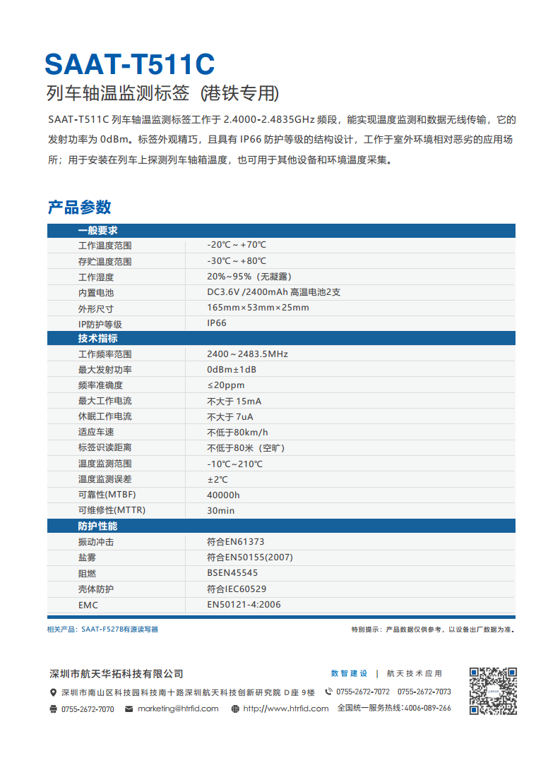 SAAT-T511C列车轴温监测标签图片