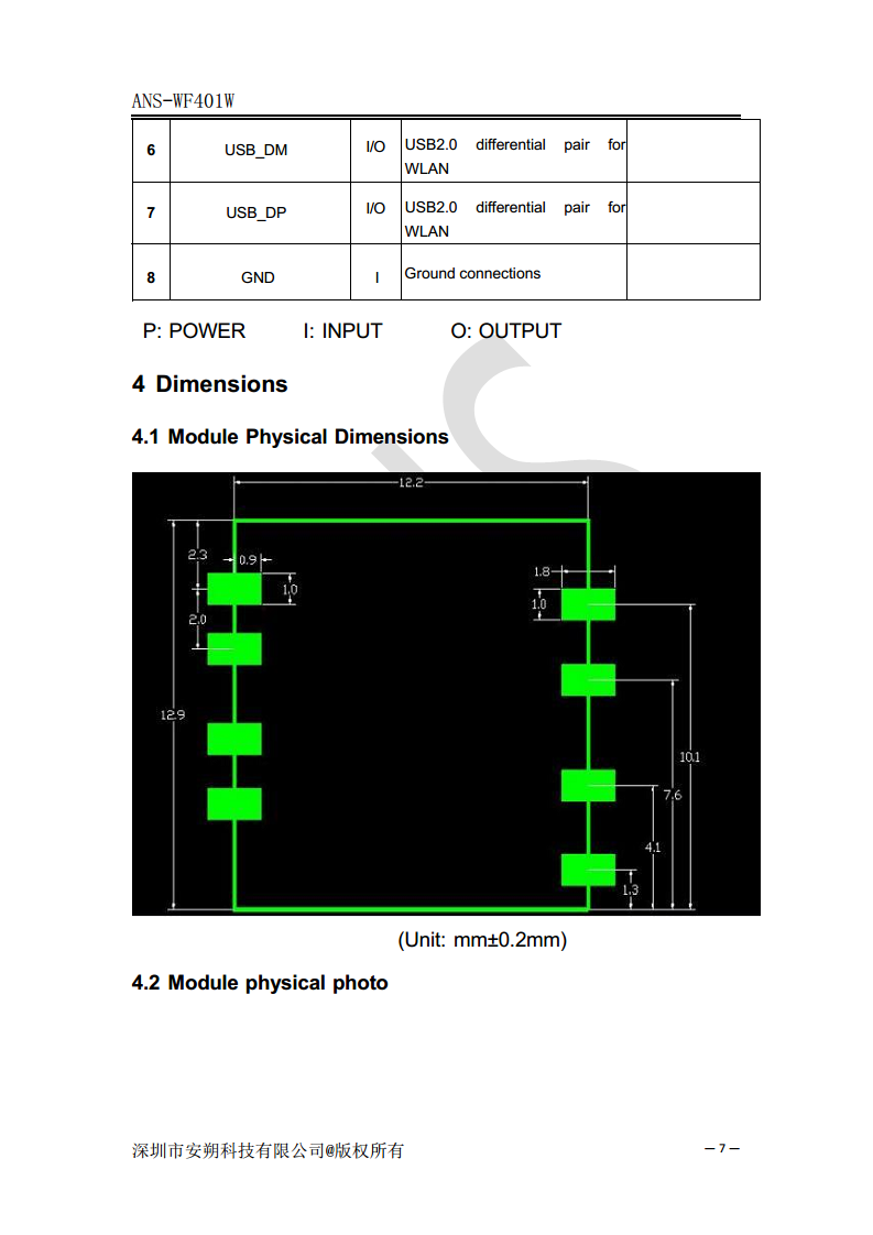 WQ9001 WiFi 2.4GHz SoC模块IEEE 802.11b/g/n - ANS-WF401W图片