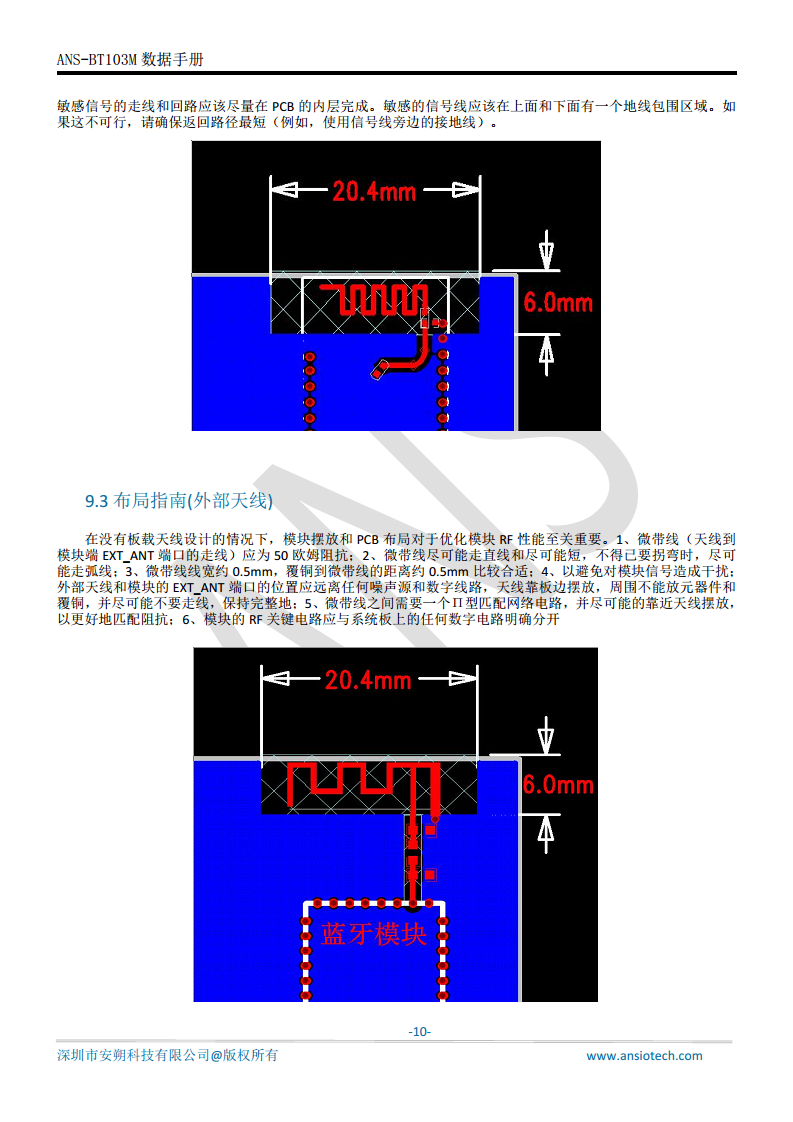 小尺寸BLE 5.2低功耗串口透传蓝牙模组ANS-BT103M图片