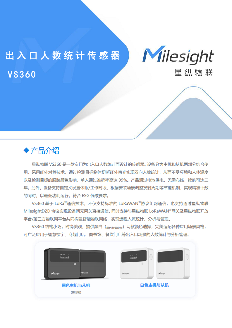 LoRaWAN®通信 VS360 出入口人数统计传感器图片