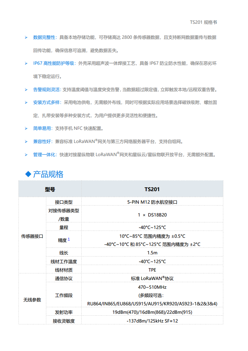 LoRaWAN®通信 TS201 温度传感器图片