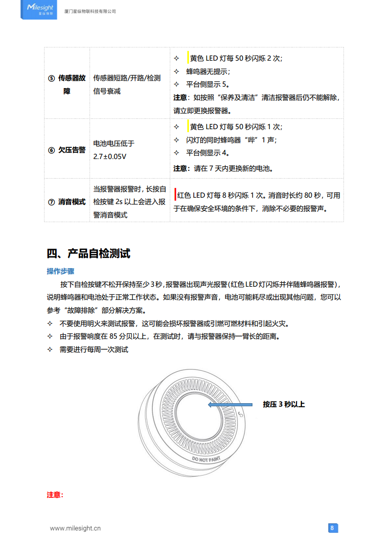 LoRaWAN®通信 GS524N 独立式光电感烟火灾探测报警器 图片