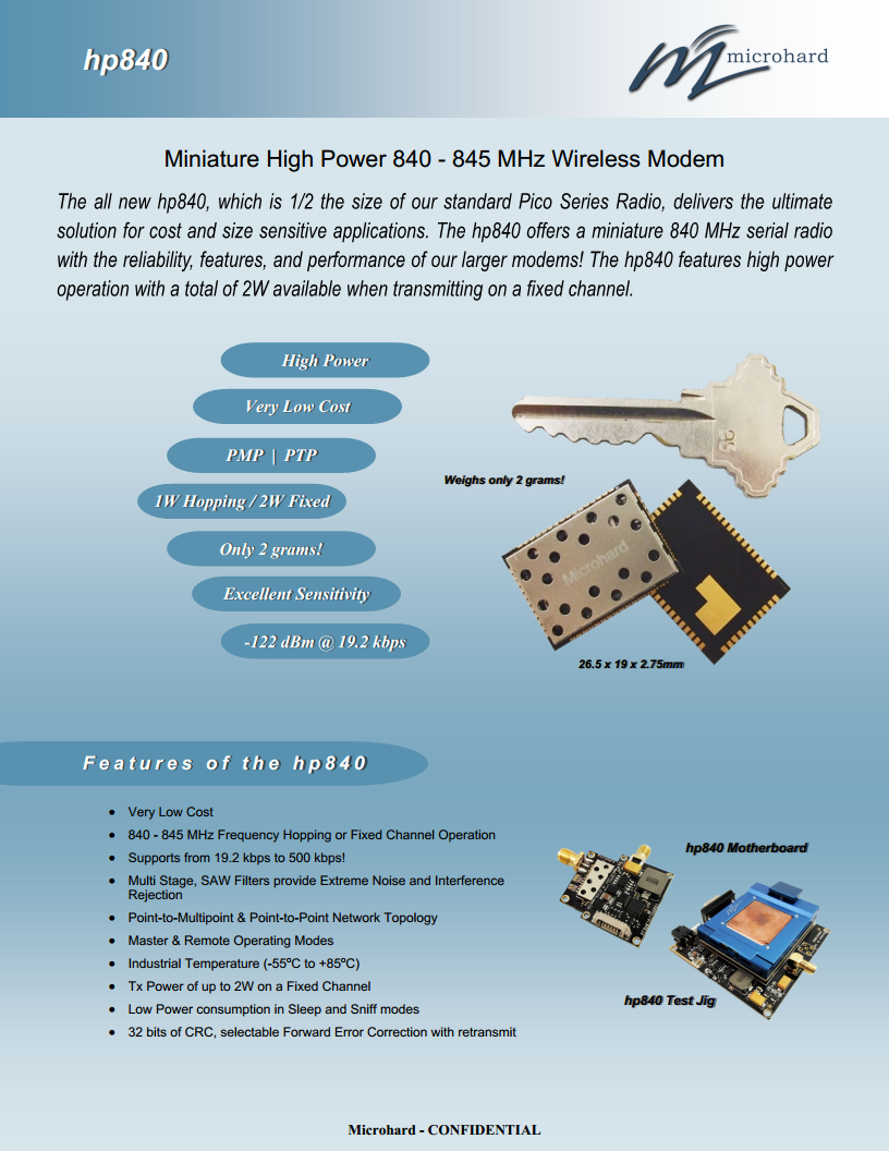 Microhard微型P400-840无线数传电台图片