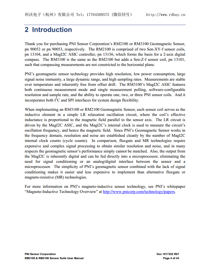 RM3100高精度三轴地磁传感器套件用于磁场测量、导航和姿态控制图片