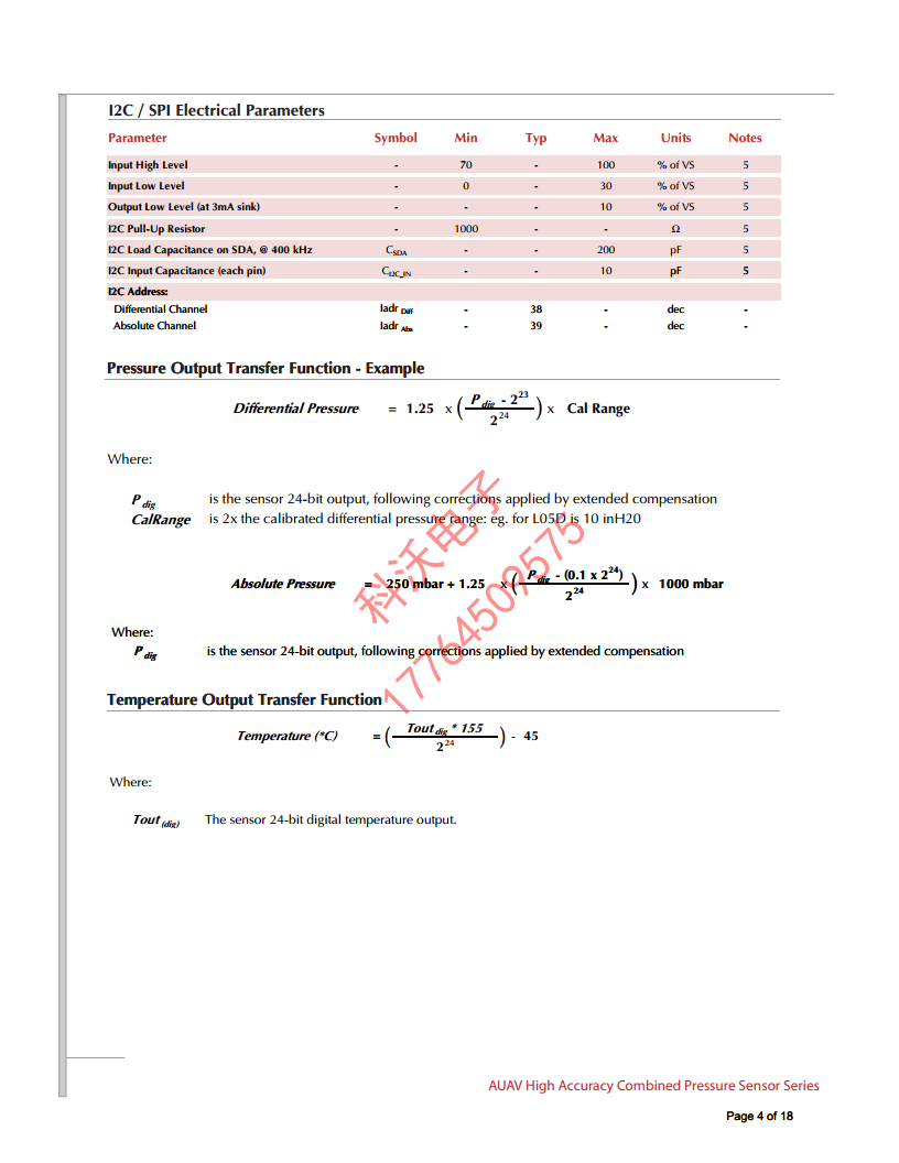 AUAV-L05D-M25125-RR-N高精度压力传感器图片