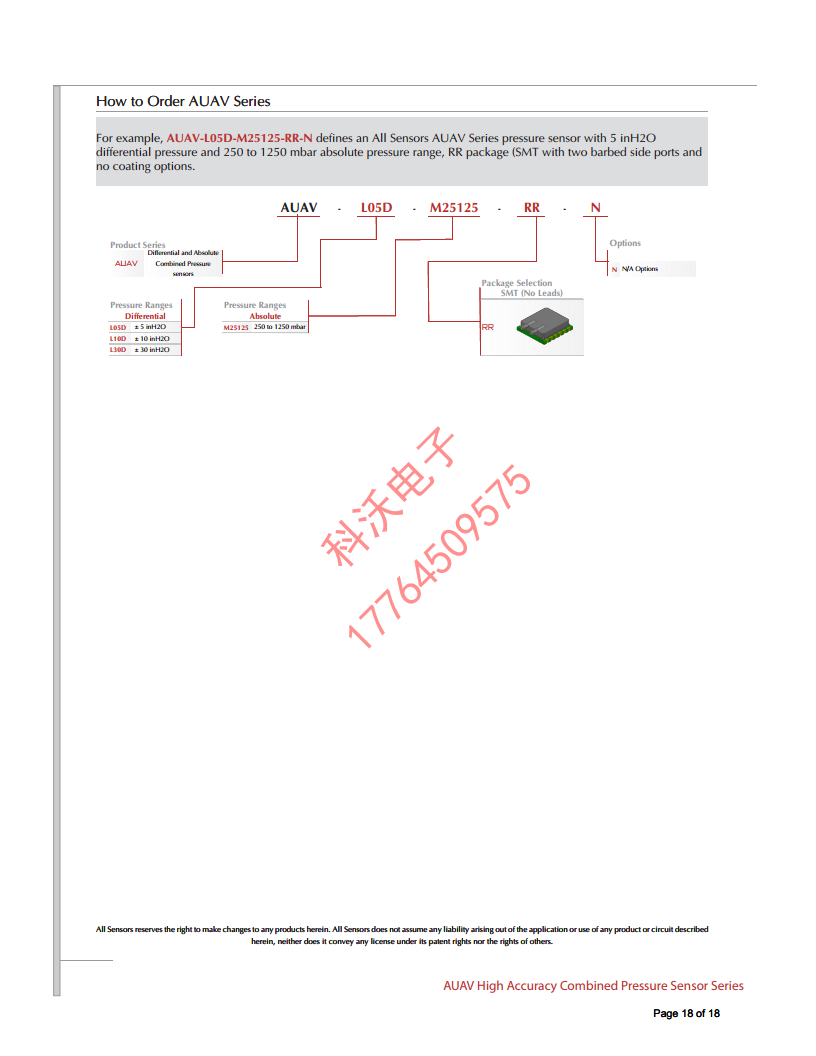 AUAV-L30D-M25125-RR-N高精度压力传感器一级代理商原厂供货图片